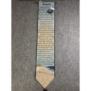 Manual Woodworkers & Weavers Hanging Tapestry  With Hanger New Footprints Poem